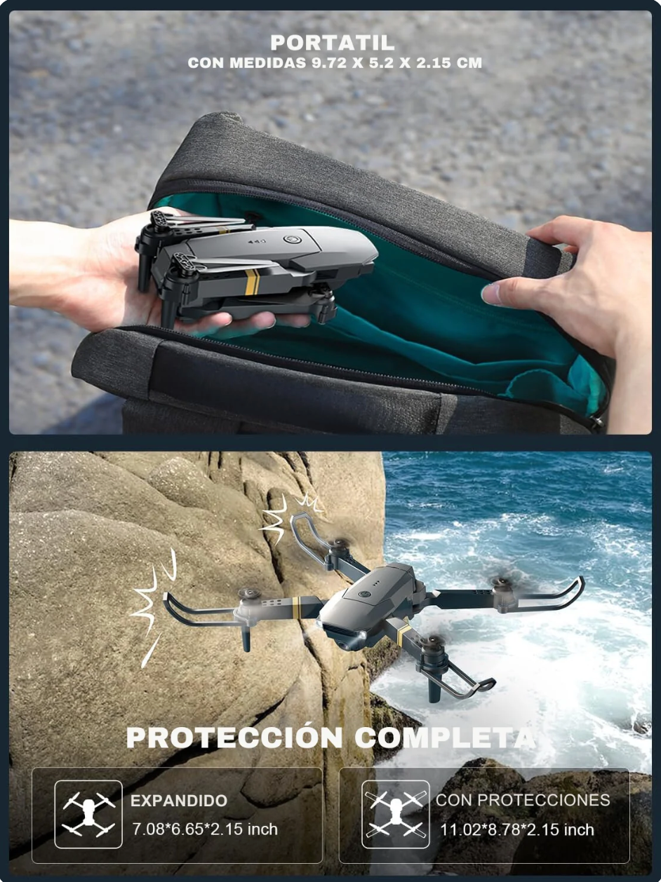 Drofly®️ 4K Video Camara | Mando Pantalla | Sensor Obstáculos
